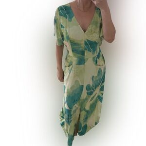 Green Leaf Print Dress